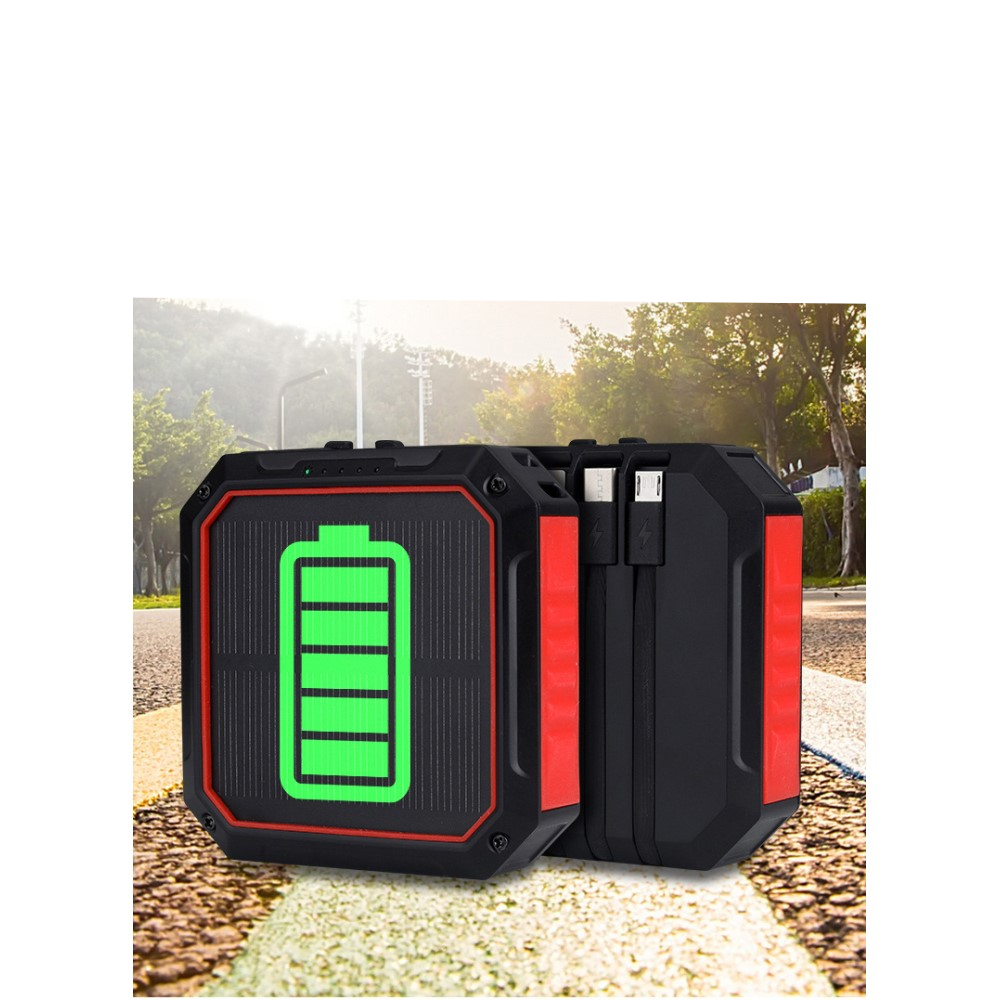 4in1 Outdoor USB Solar Powerbank 10000mAh USB C / Micro USB / Lightning - Schwarz / Orange