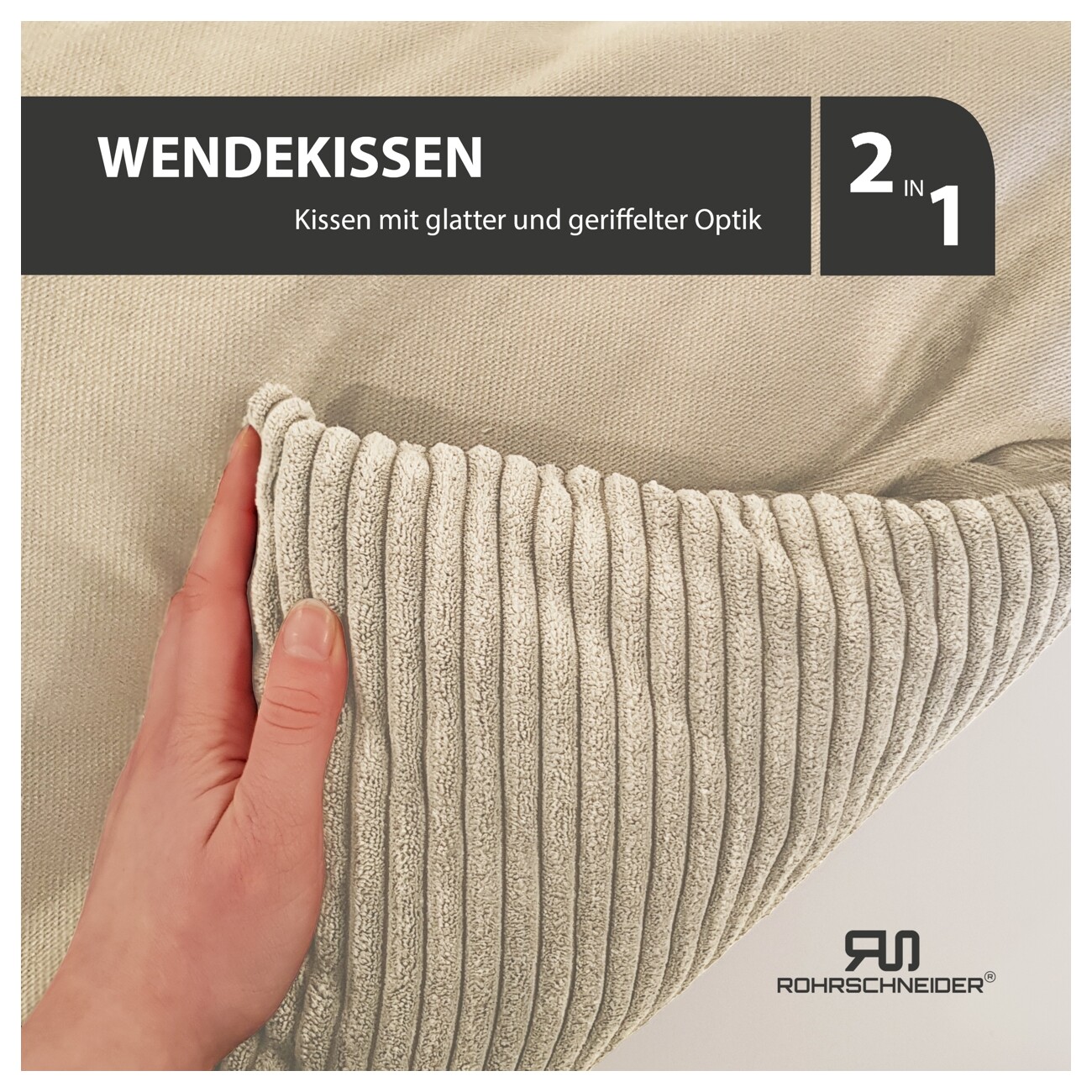 Rohrschneider ® Hundesofa, Hundebett Cord für mittelgroße und große Hunde, inkl. 2 Dekokissen beige