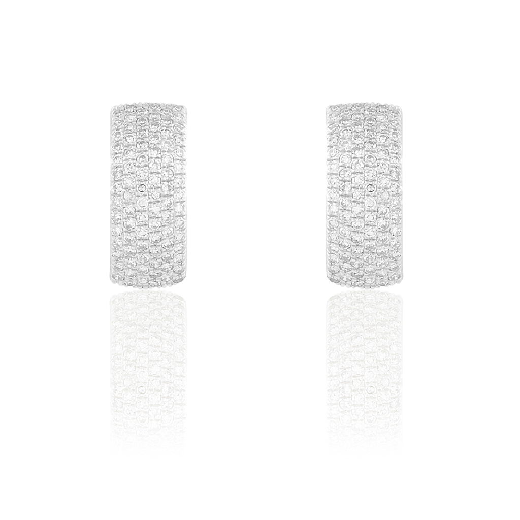 Boucles D'oreilles Puces Charlotte Or Blanc Diamant