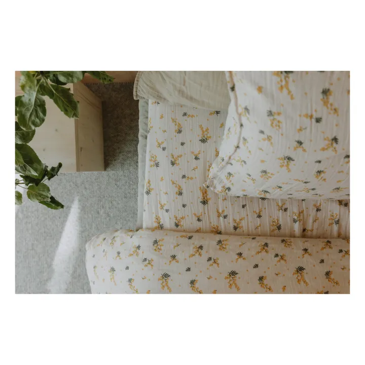 garbo&friends Drap-housse Mimosa en mousseline de coton | Blanc cassé