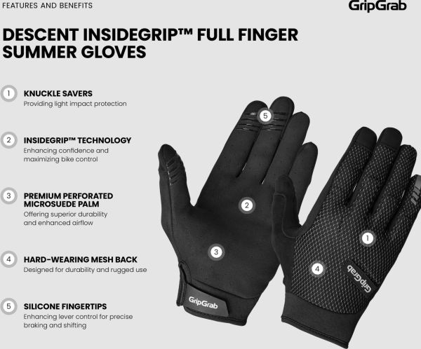 GripGrab Descent Guarded Cykelhandsker, Black