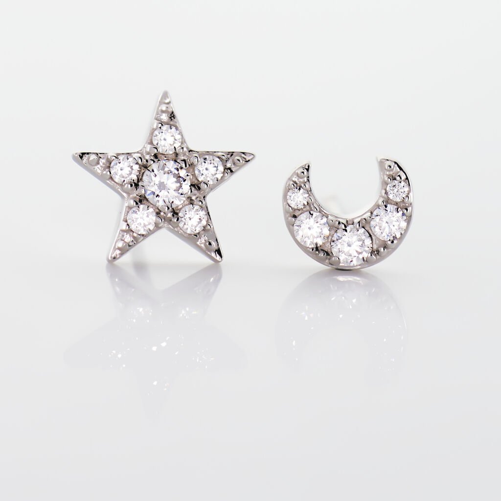 Boucles D'oreilles Puces Eden Or Blanc Oxyde De Zirconium