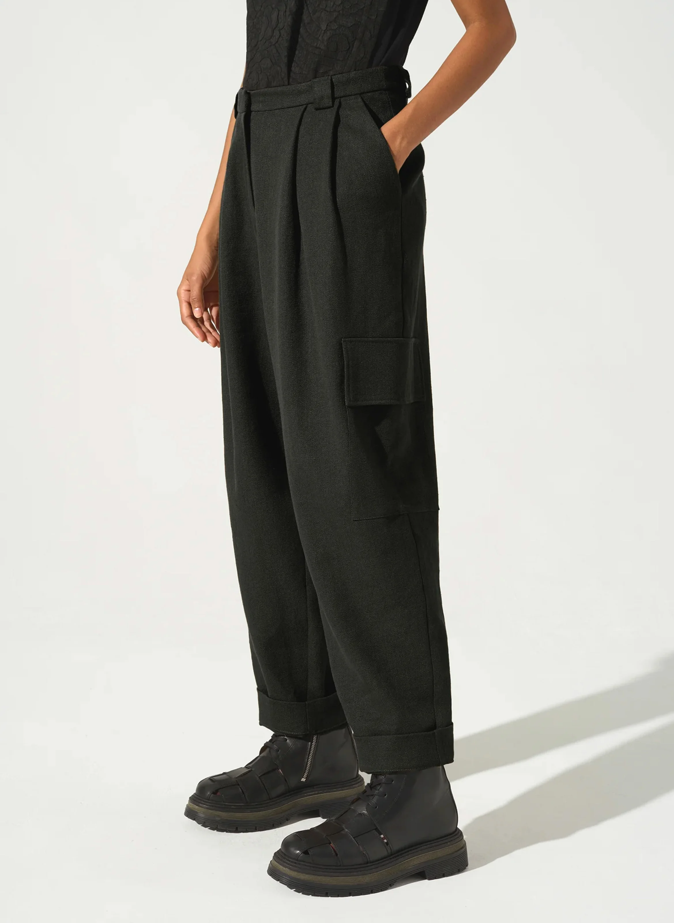 Pantalon large cargo | Noir