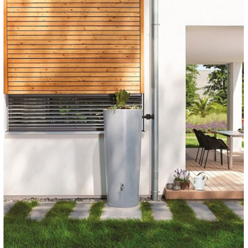 Regenton Stone silver 350L   kraantje en vulautomaat