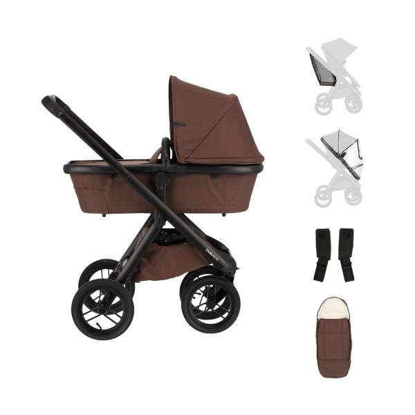 Dubatti One E6 Kinderwagen 2-in-1 - Black / Walnut Brown