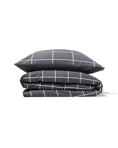 housse de couette polycoton 140x200 carreaux gris