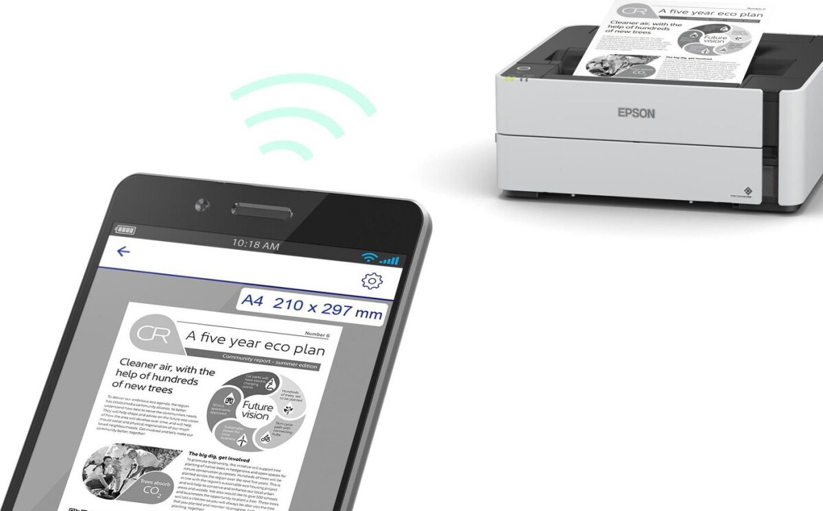Epson Ecotank - Aio Printer Med WiFi - 20 Spm - Et-M1180