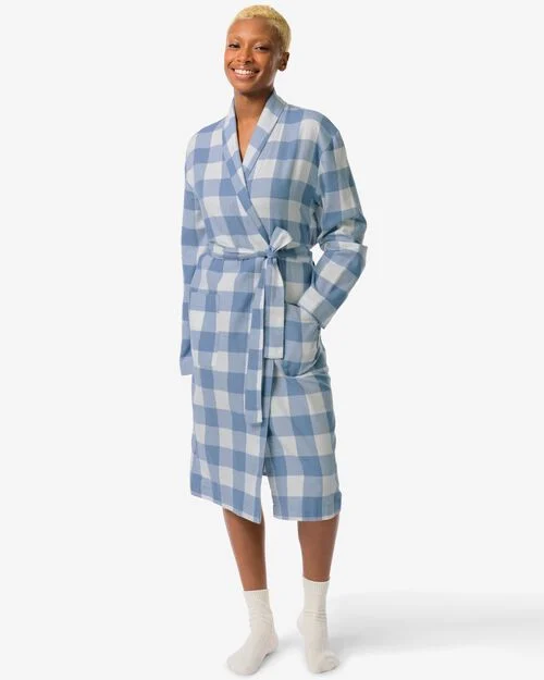 peignoir femme flanelle bleu moyen