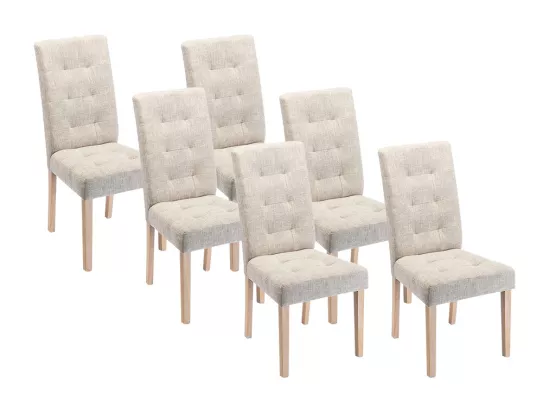 Lot de 6 chaises en tissu et bois - Beige - VILLOSA