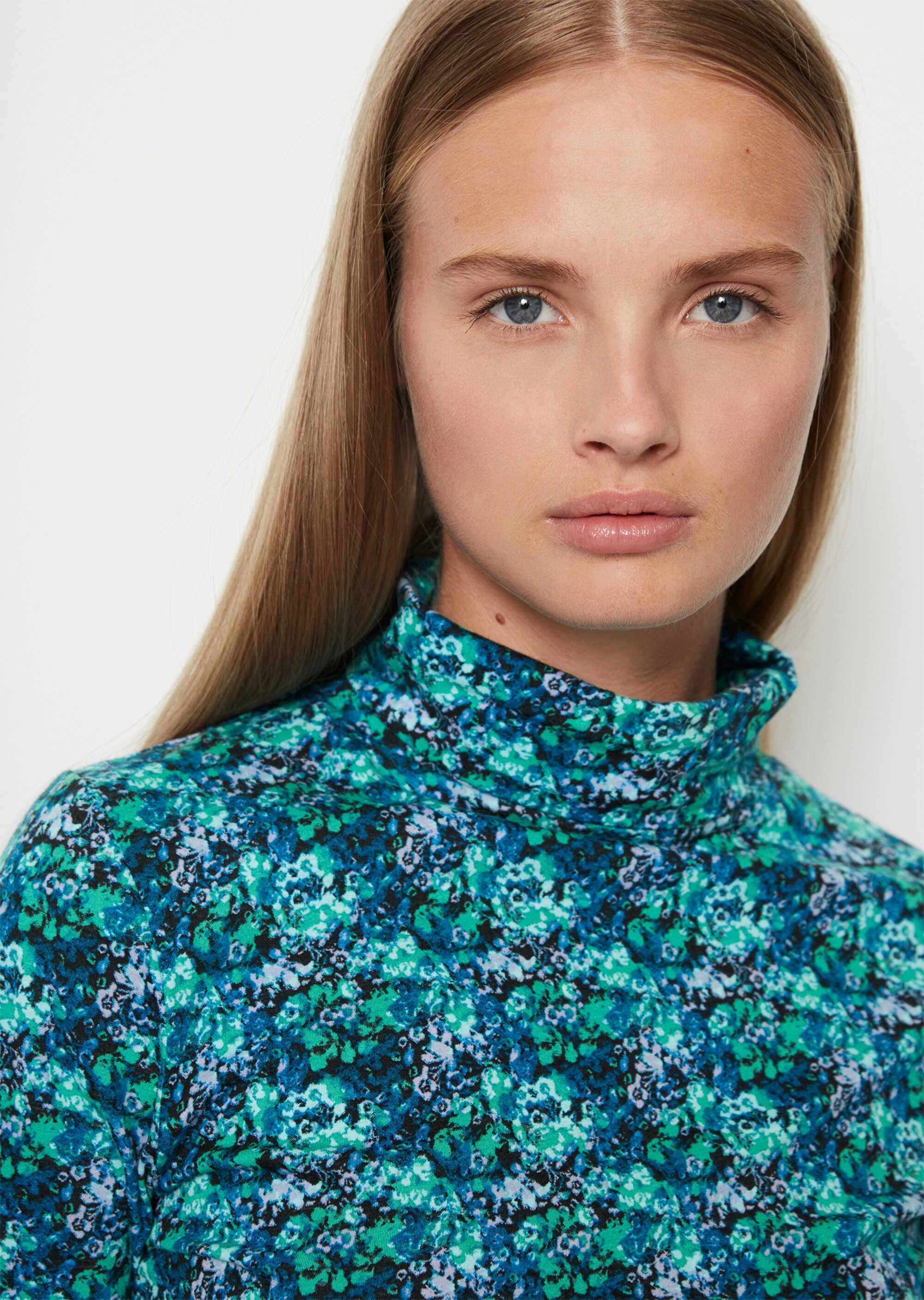 Print-Rollkragen-Longsleeve slim aus Organic-Cotton-Single-Jersey
