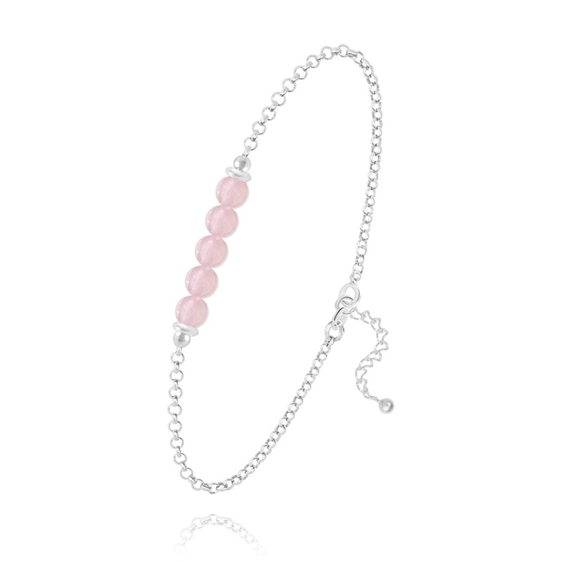Bracelet en argent 925 et pierres naturelles Quartz Rose