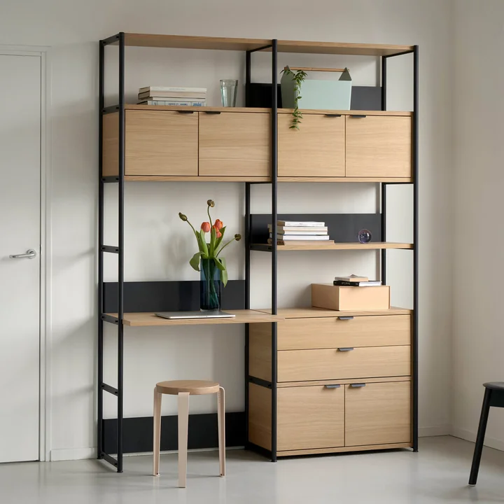 TipToe - Unit Schreibtischsystem, H 215 x 84 cm, Eiche / cream white
