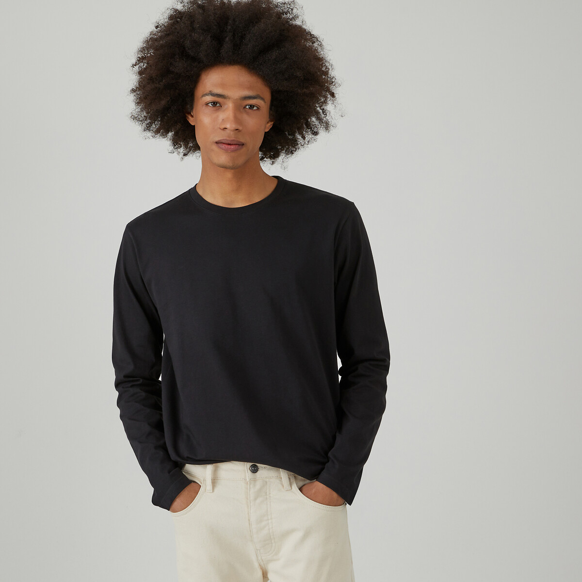 COLEÇÃO LA REDOUTE<br>Camiseta de gola redonda e mangas compridas
