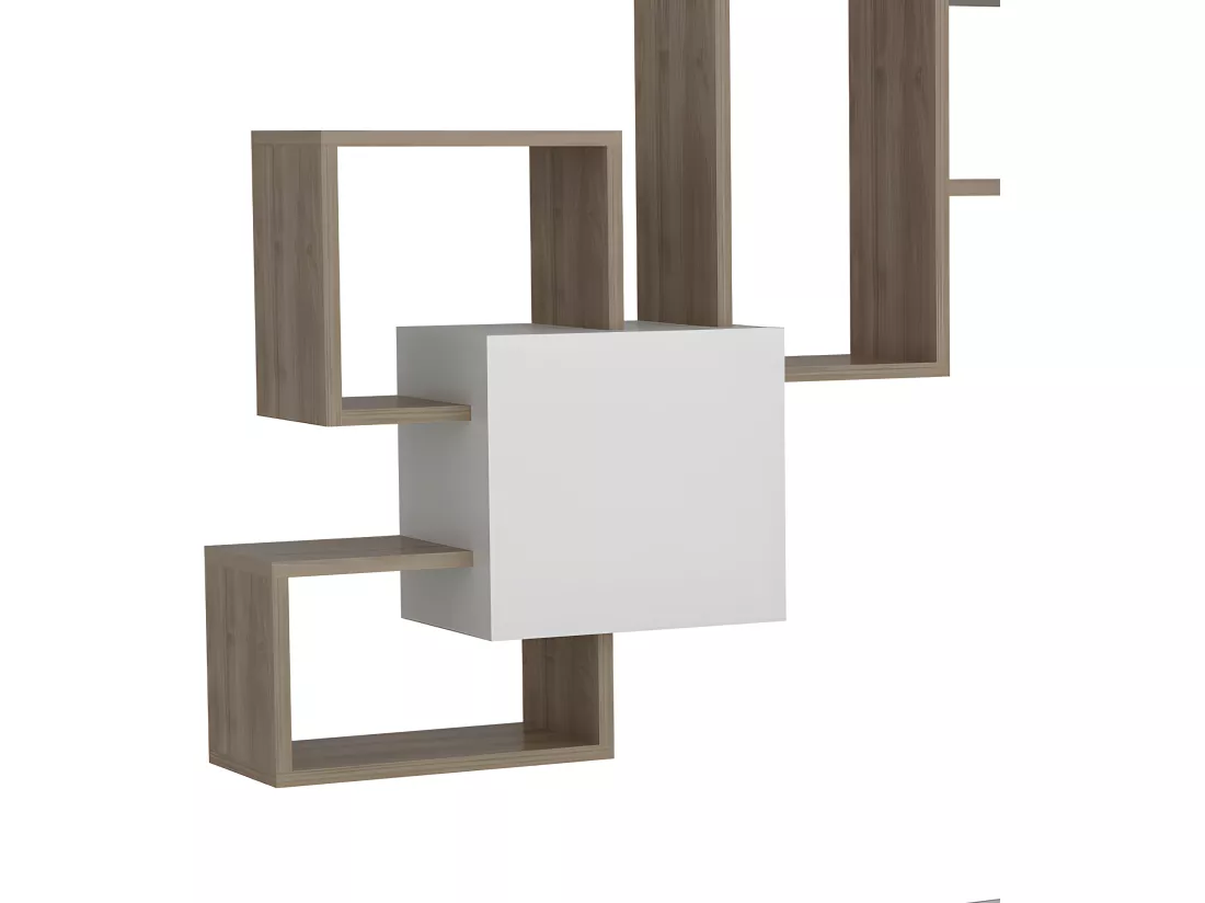 Mur TV avec rangements - Naturel clair et Blanc - TALOLI II