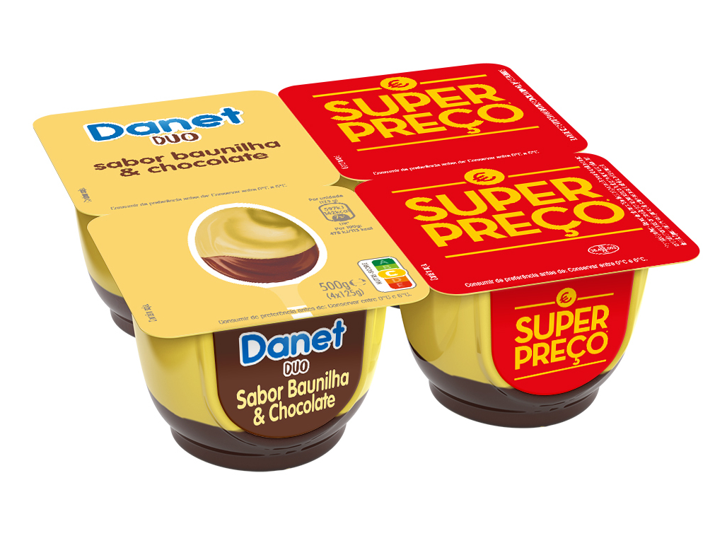SOBREMESA DANET LÁCTEA BAUNILHA E CHOCOLATE 4X125G