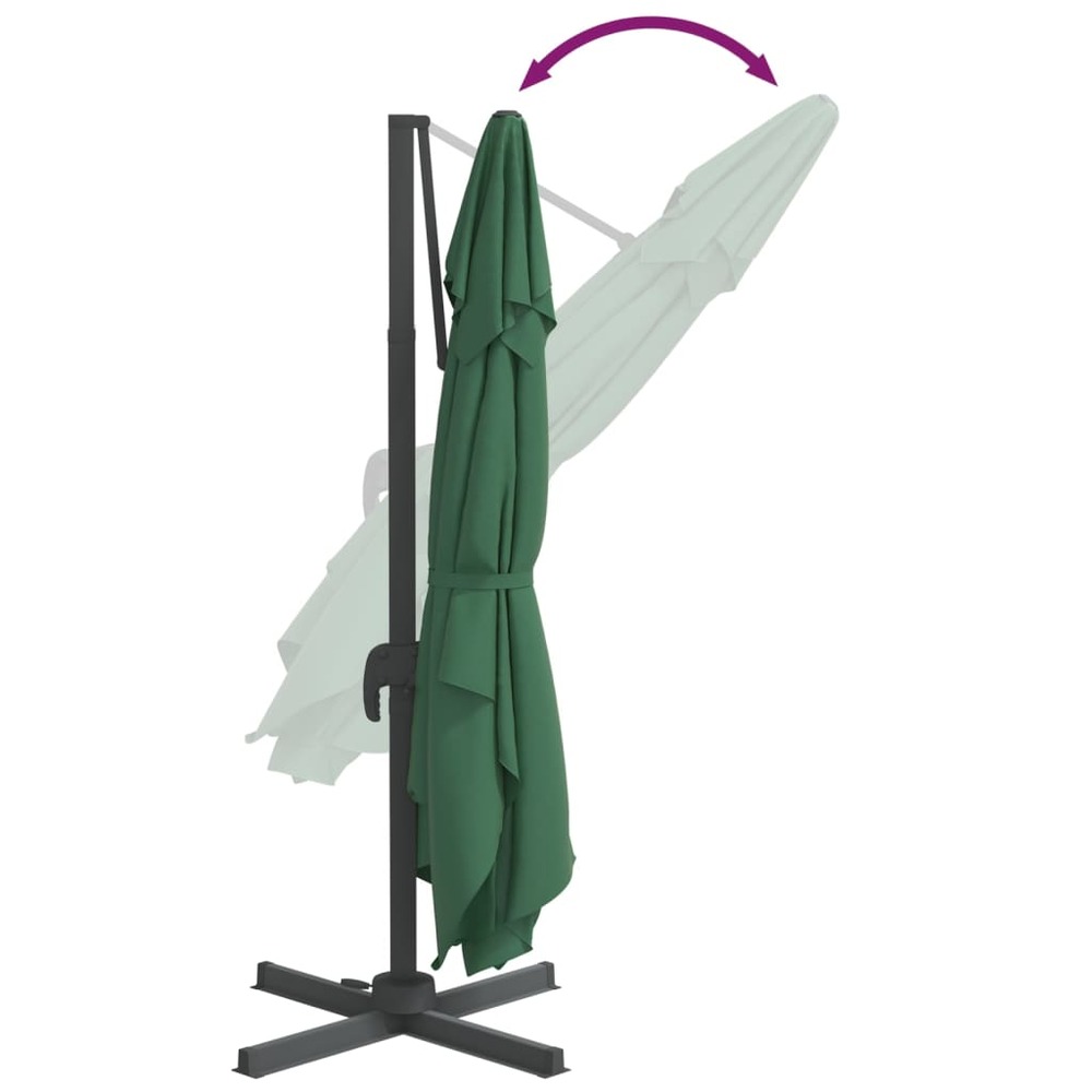 Parasol meuble de jardin cantilever à led 400 x 300 cm vert
