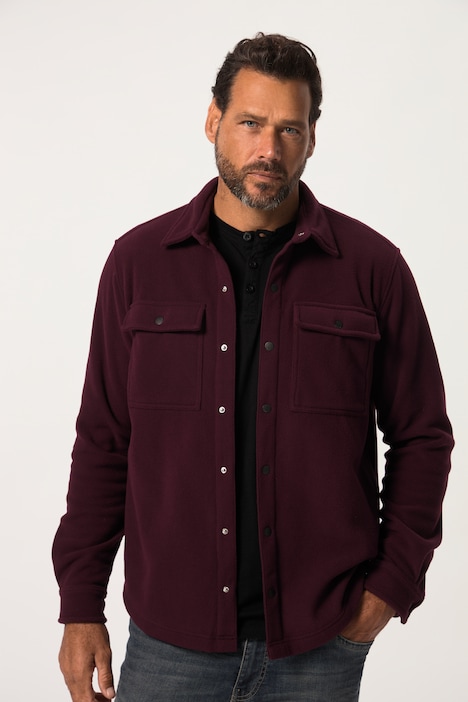 Overshirt, Langarm, Hemd, Kentkragen, Fleece, bis 8 XL