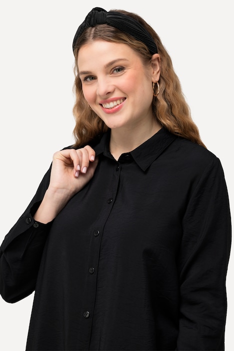 Longbluse, A-Linie, Hemdkragen, Langarm