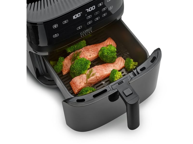 Caso Heissluft-Fritteuse AirFry & Steam 700 1.3 kg, Schwarz Kombi-Heissluftfritteuse mit Dampfgar-Funktion
