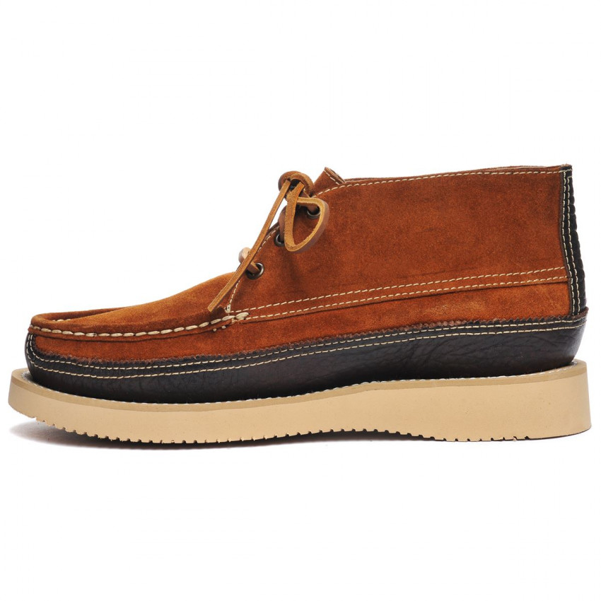 MAKWA SUEDE CANOE MOC TUMBLED DARK BROWN MILITARY-Mocassin en cuir pour homme