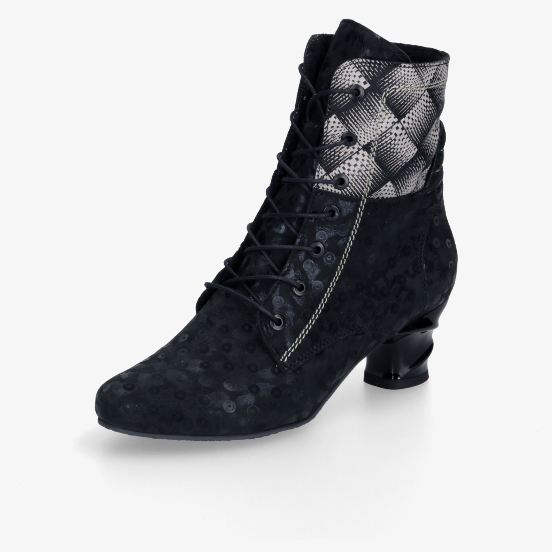 SIMEN Damen Schnürstiefeletten schwarz