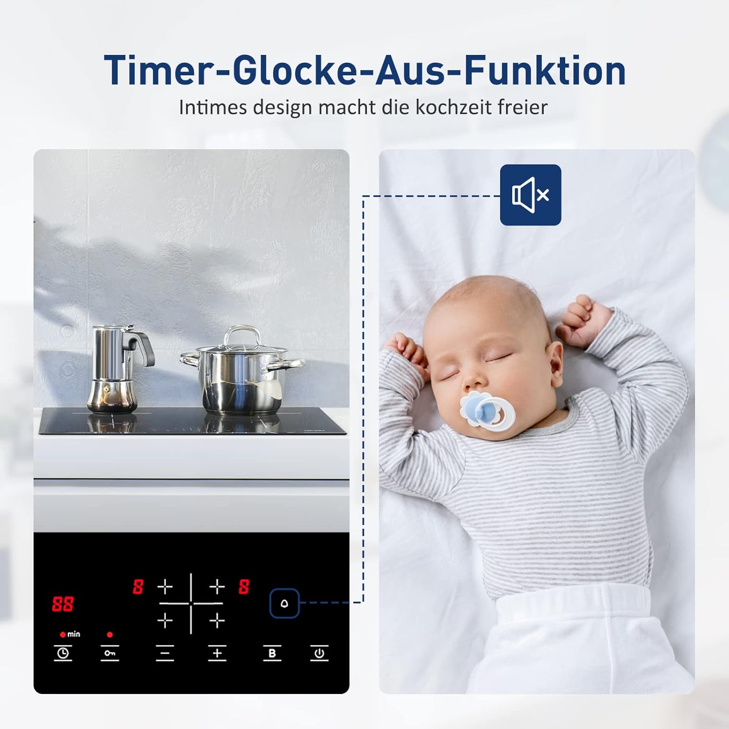 IsEasy 4 Zonen Einbau Induktionskochfeld mit 9 Leistungsstufen &1-99Min Timer, Boost-Funktion, Induktionskochplatte, Induktion Herdplatte mit 4 Platten, 60cm, 6800W, Schwarz
