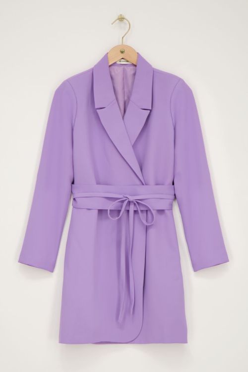 Paarse blazer jurk met ceintuur