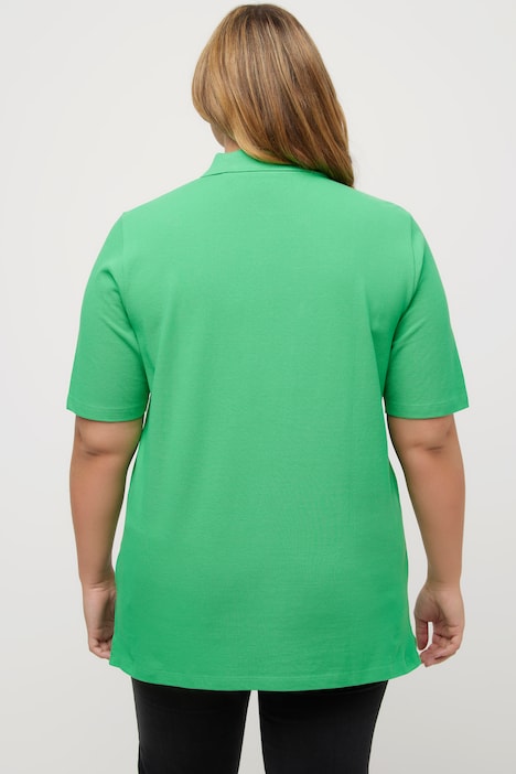 Poloshirt, Piqué, Polokragen, Samt-Knopfleiste, Halbarm