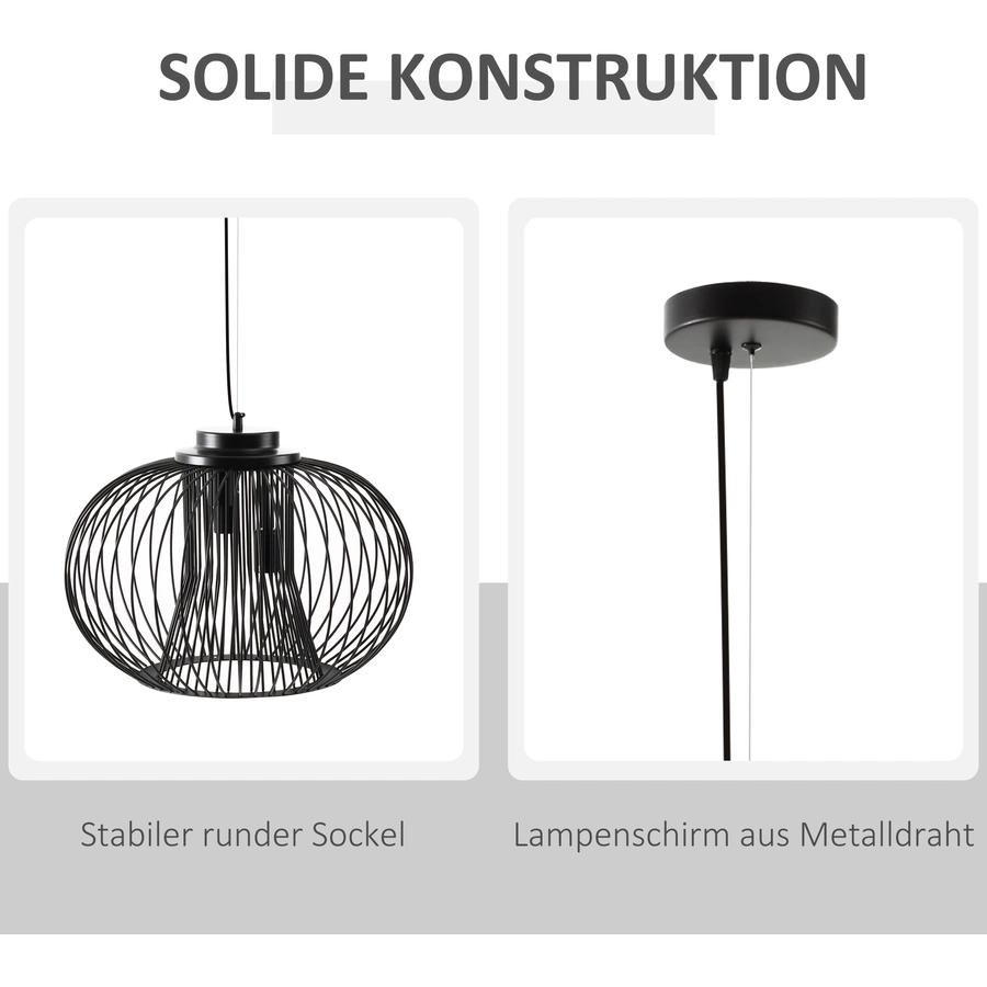 HOMCOM Deckenleuchte mit höhenverstellbarem Kabel schwarz