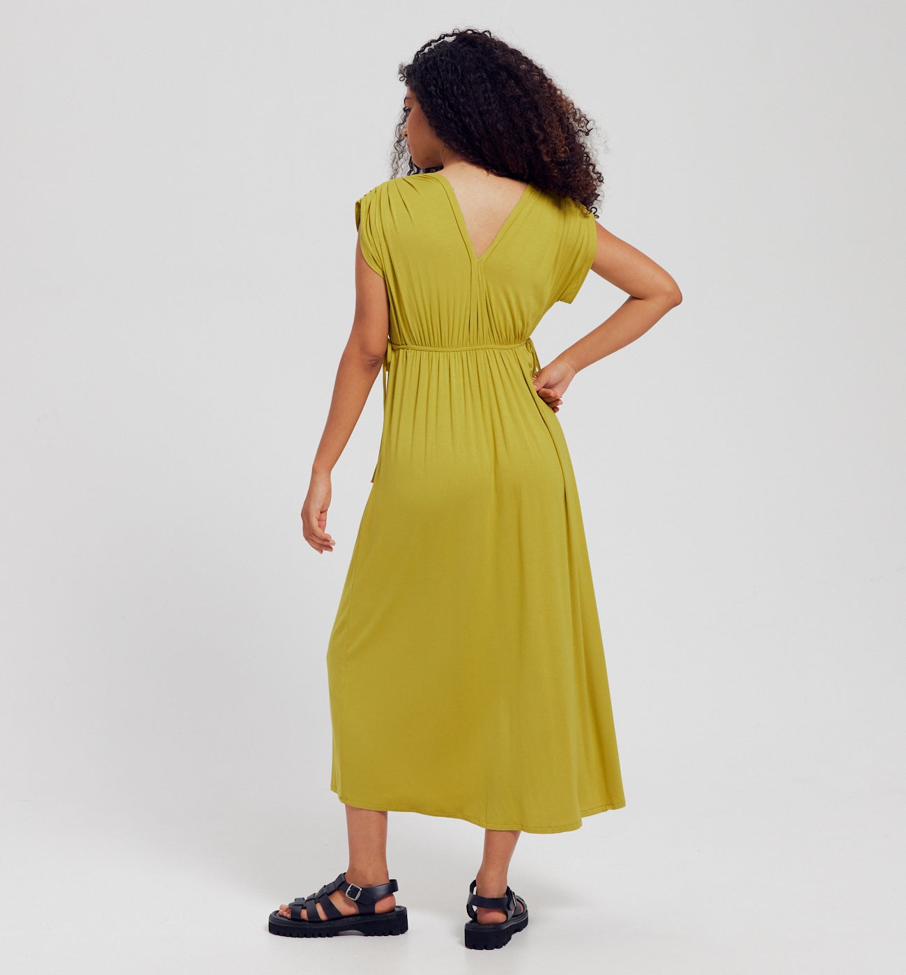 Robe en jersey plissé - Vert anis