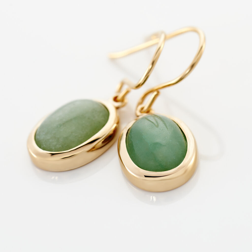 Boucles D'oreilles Pendantes Veina Plaqué Or Jaune Aventurine