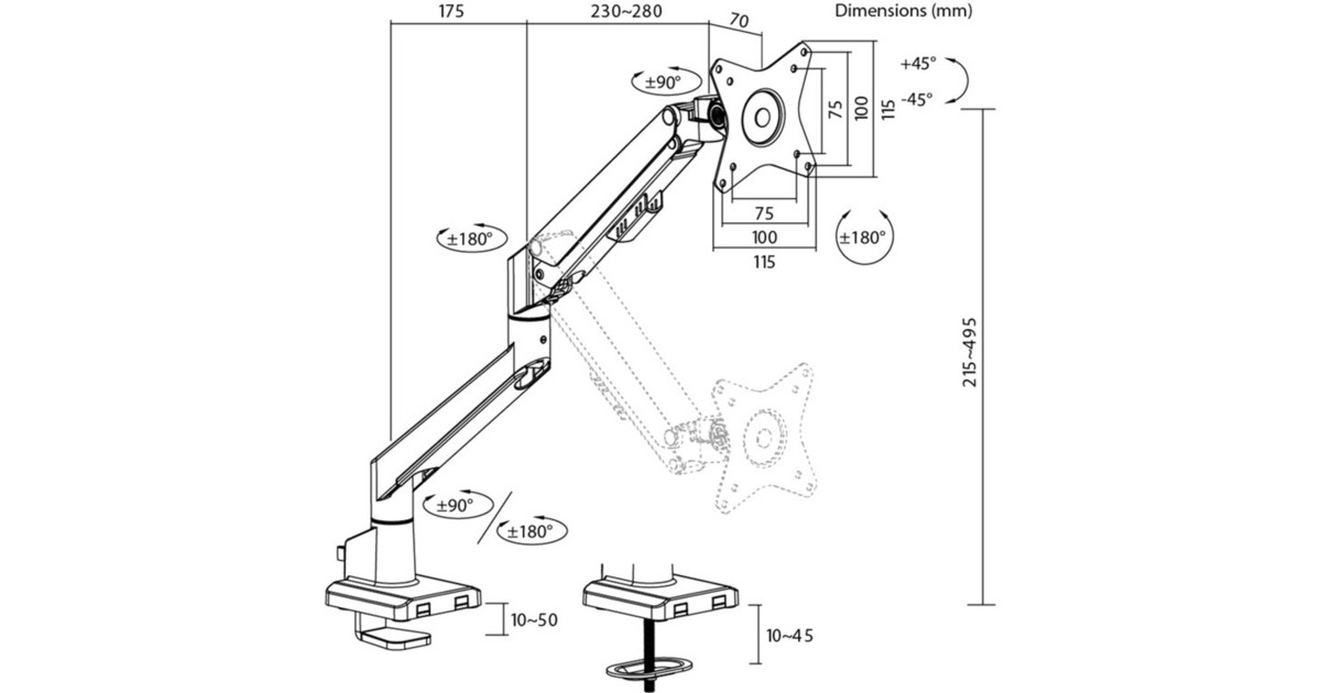 goobaySingle Monitor Mount, 17 tot 32 inch monitorarm  (Zwart)
