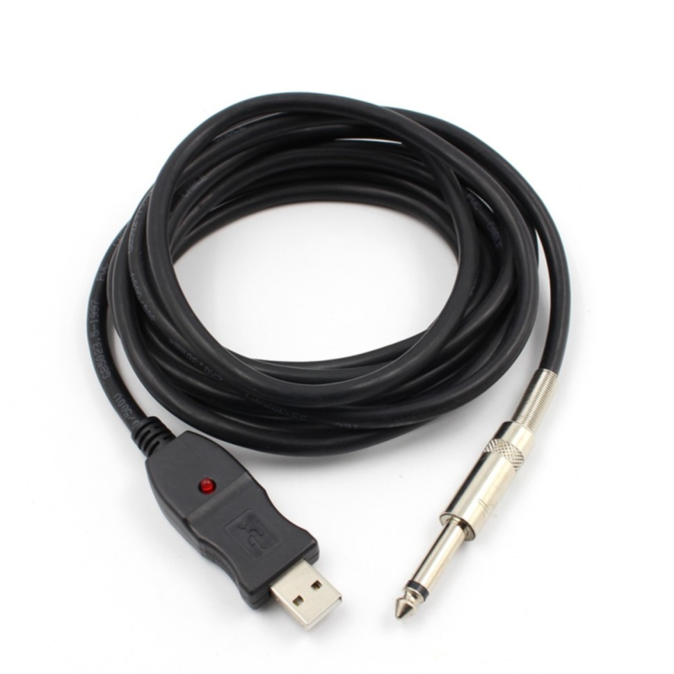 (3m) 6.3mm Audio Klinke auf USB A Kabel für Musikinstrumente / Stereoanlage / PC / MacBook - Schwarz