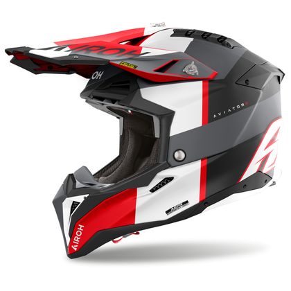 Casque cross Airoh AVIATOR 3 - MONARCH 2025 - Gris / Rouge