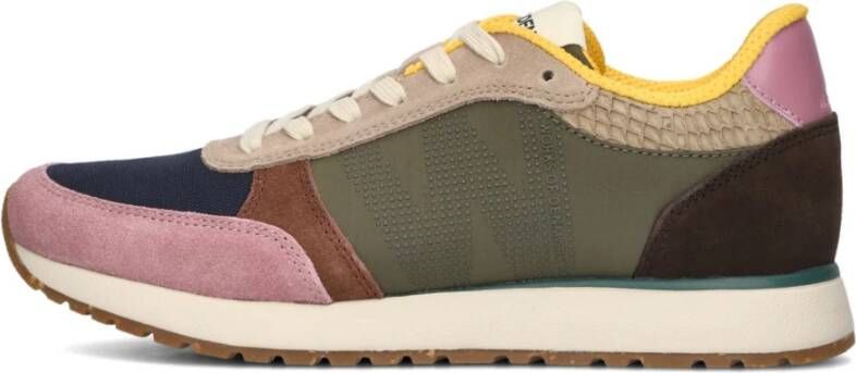 Woden Ronja suède sneakers groen paars bruin