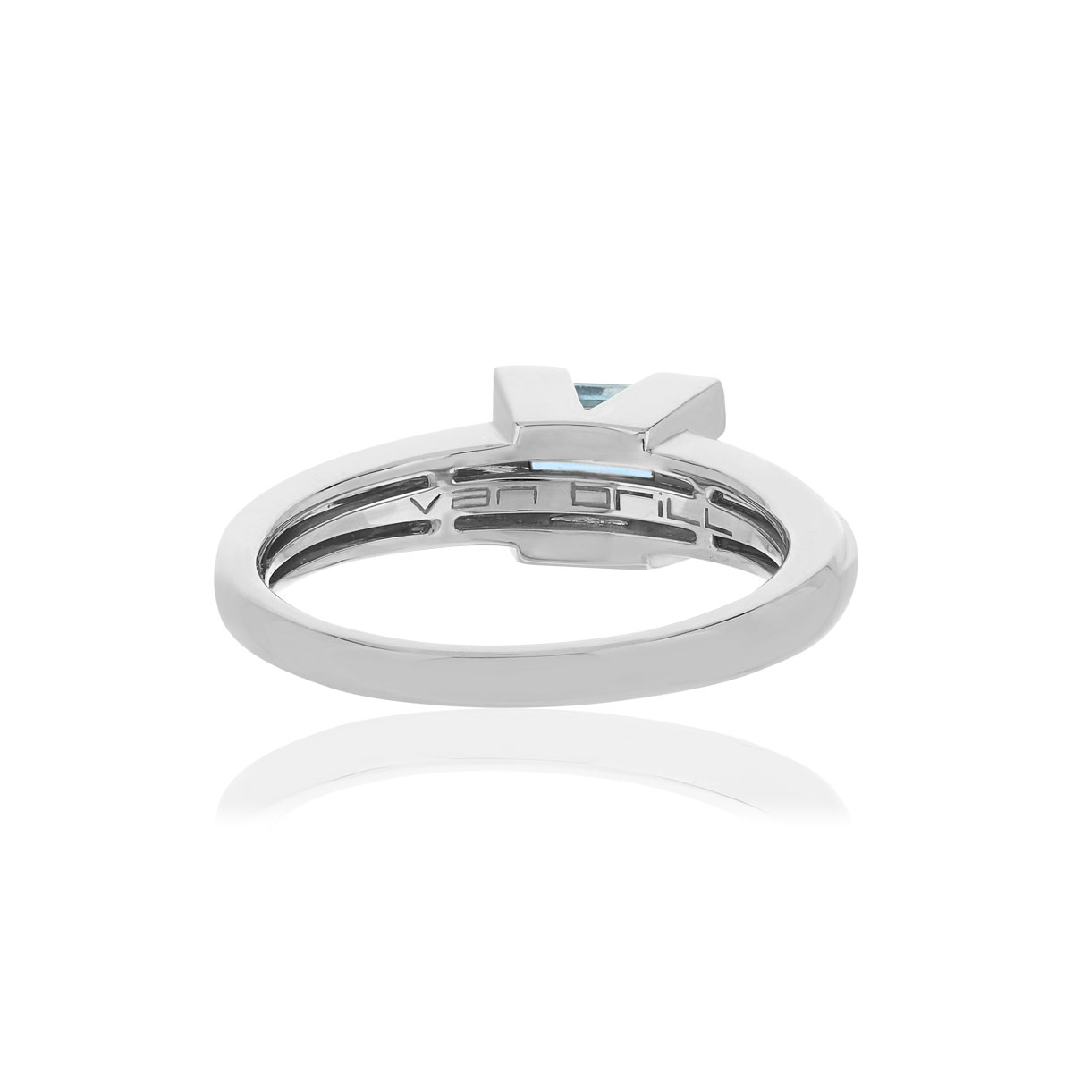 Bague VAN BRILL or blanc 750, aigue-marine, diamant.