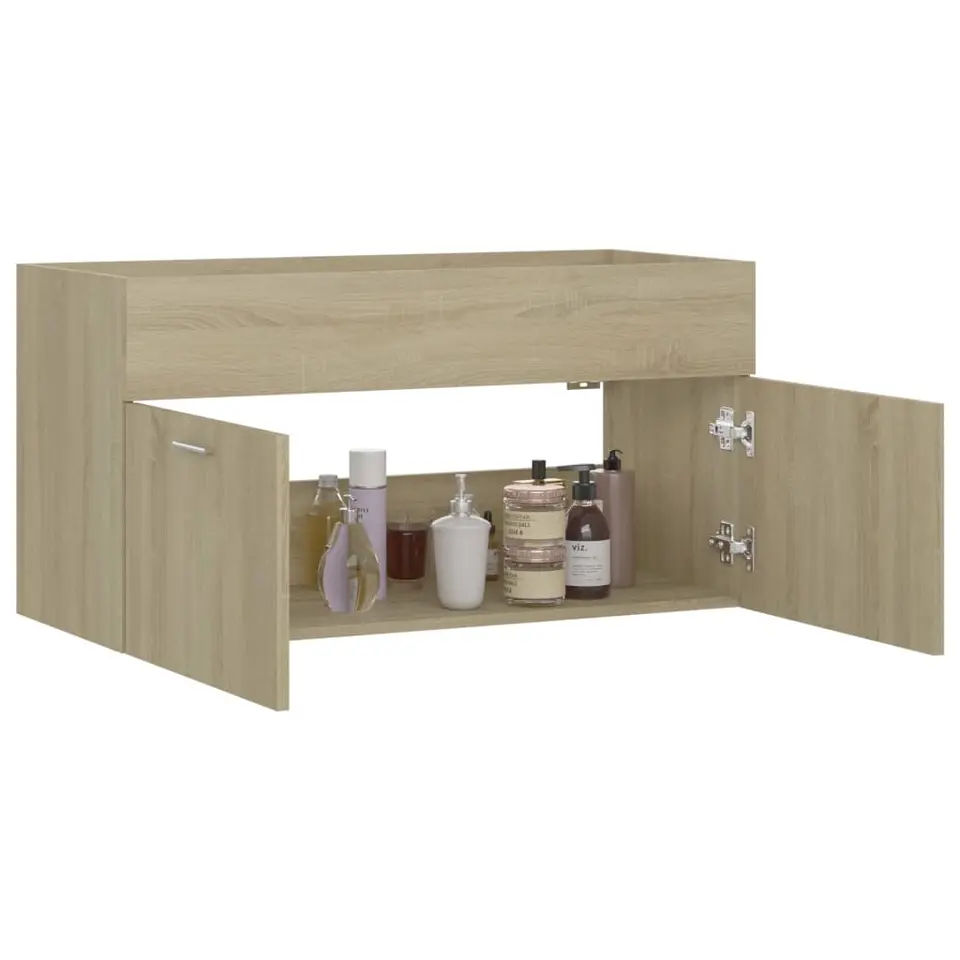 vidaXL - Wastafelkast - Bruin - Bewerkt hout - 90 x 38.5 x 46 cm