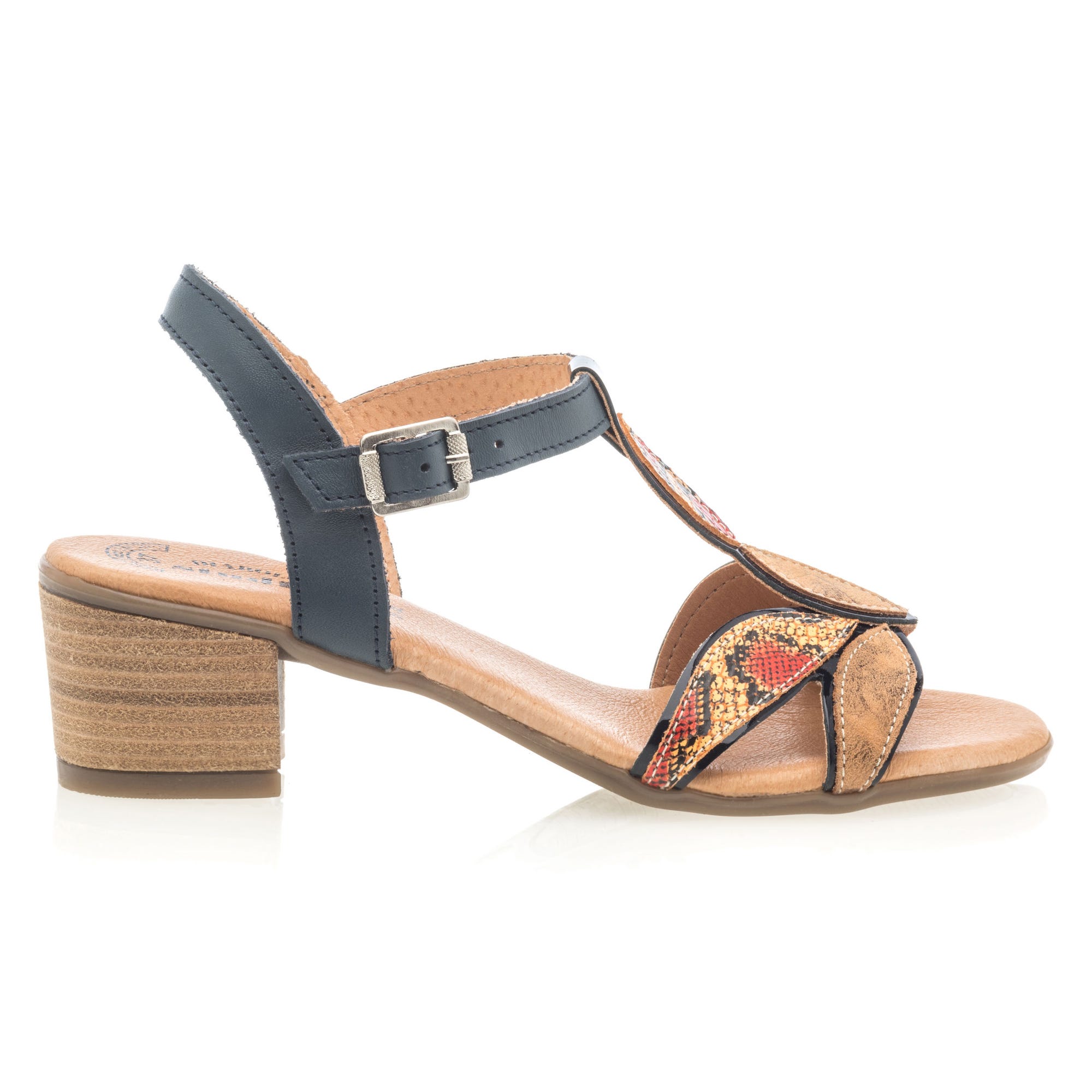 Nu-pieds à talon Femme en cuir bleu marine