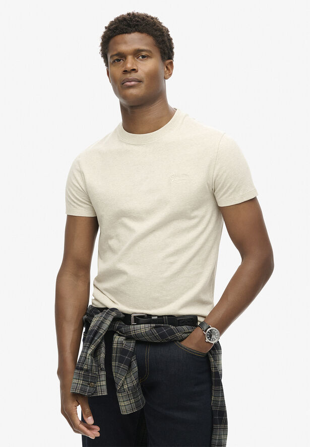 Superdry VINTAGE LOGO EMB TEE Oat cream marl