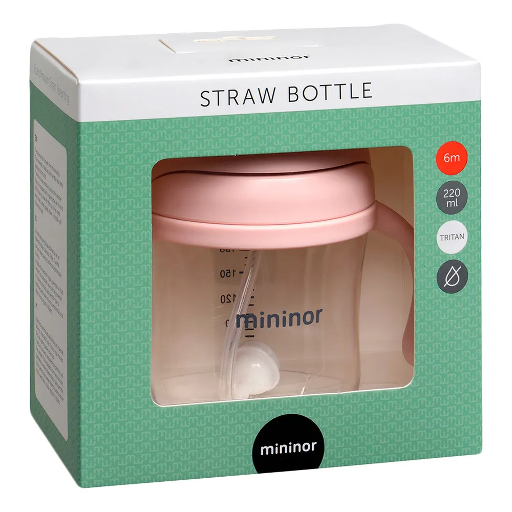 Mininor Sugerørskop Tritan 220ml - rosa