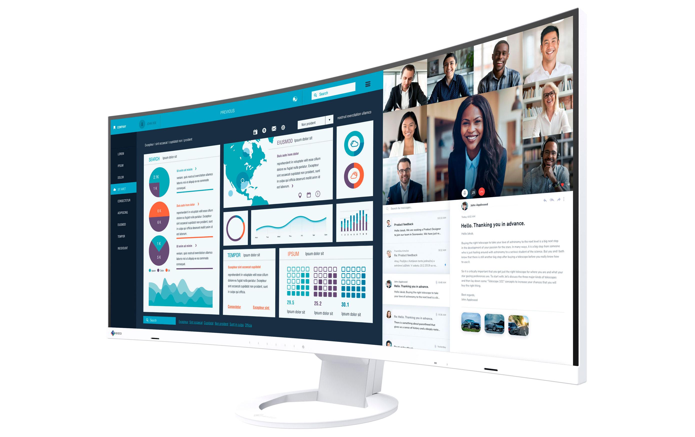 Monitor EV3895 Swiss Edition Weiss<br>37.5-Zoll Curved-Monitor mit IPS-Panel und vielen Anschlussmöglichkeiten