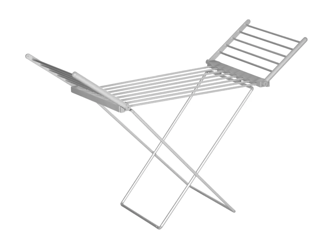 Séchoir étendoir à linge électrique chauffant pliable 2 ailes repliables 230W 45-55°C aluminium