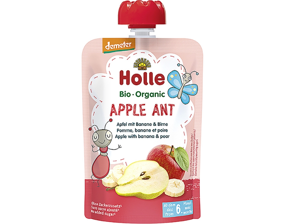 SAQUETA BIO HOLLE MAÇÃ BANANA E PERA 6M  100G