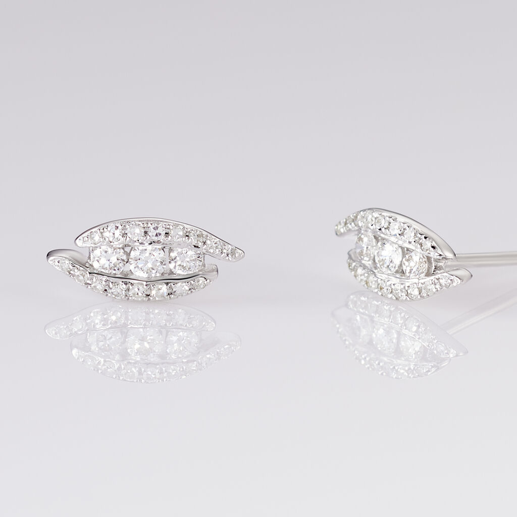 Boucles D'oreilles Puces Eternite Or Blanc Diamant