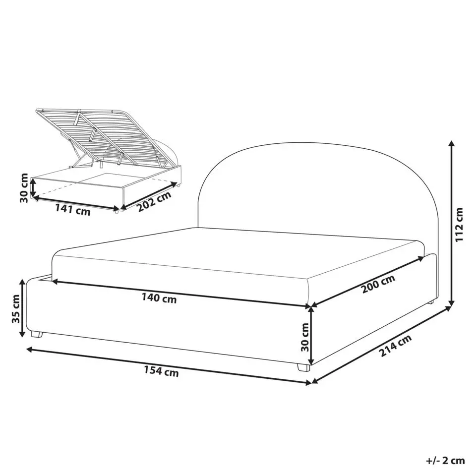 VAUCLUSE - Bed met opbergruimte - Lichtblauw - 140 x 200 cm - Stof
