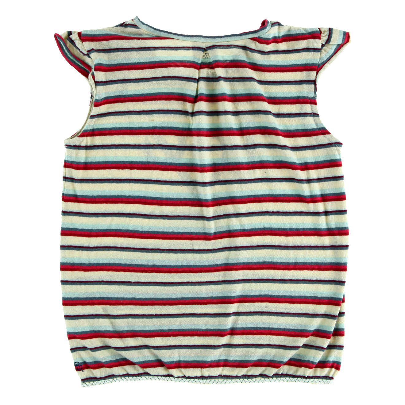 Bellerose T-shirt vitta en coton à rayures beige/rouge/bleu