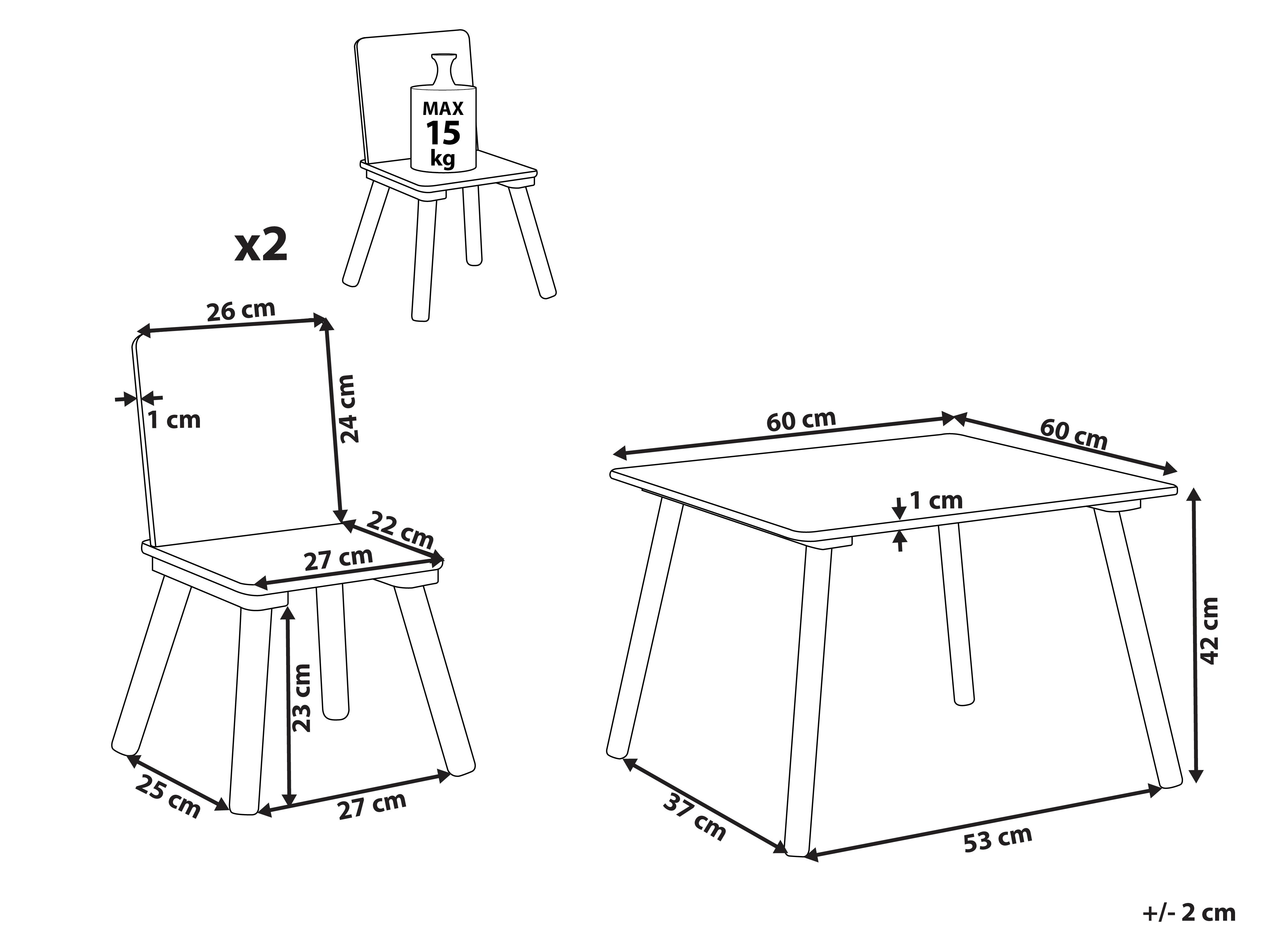 Kindertafel met stoelen WRINGLEY Wit