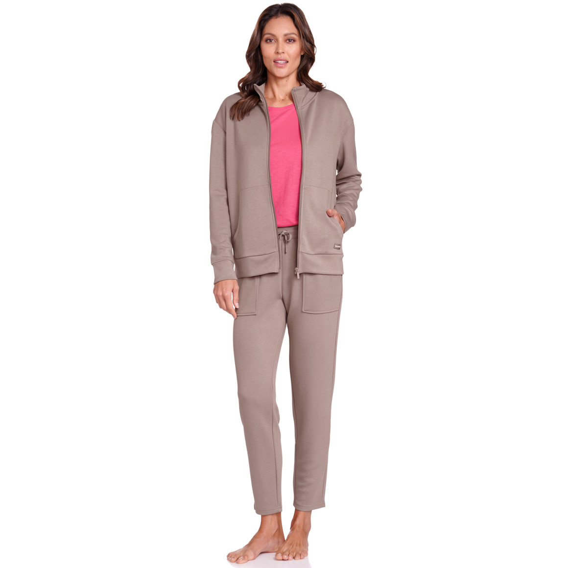 Gina Benotti Damen Sweatjacke aus Modal-Mix hellbraun