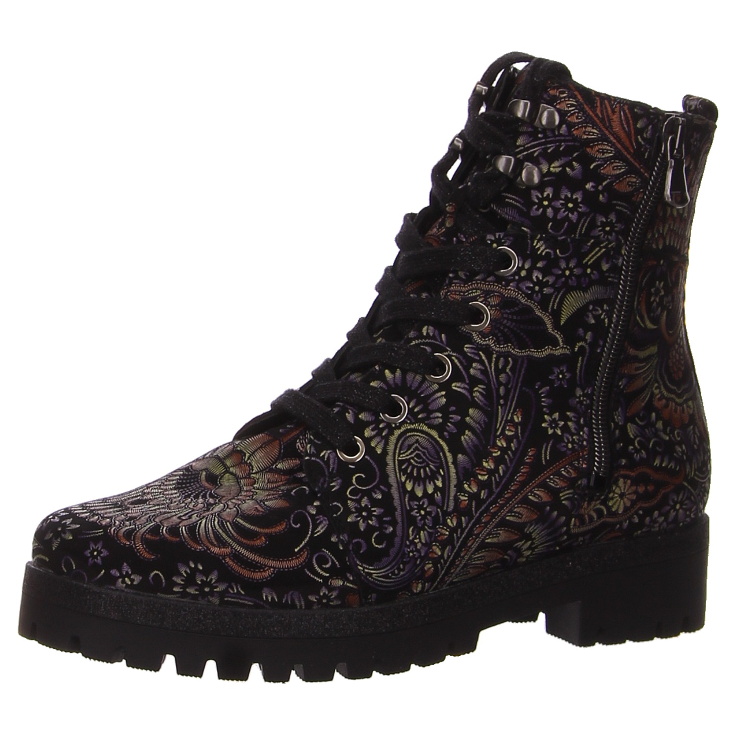 Waldläufer Schnürboots multi schwarz