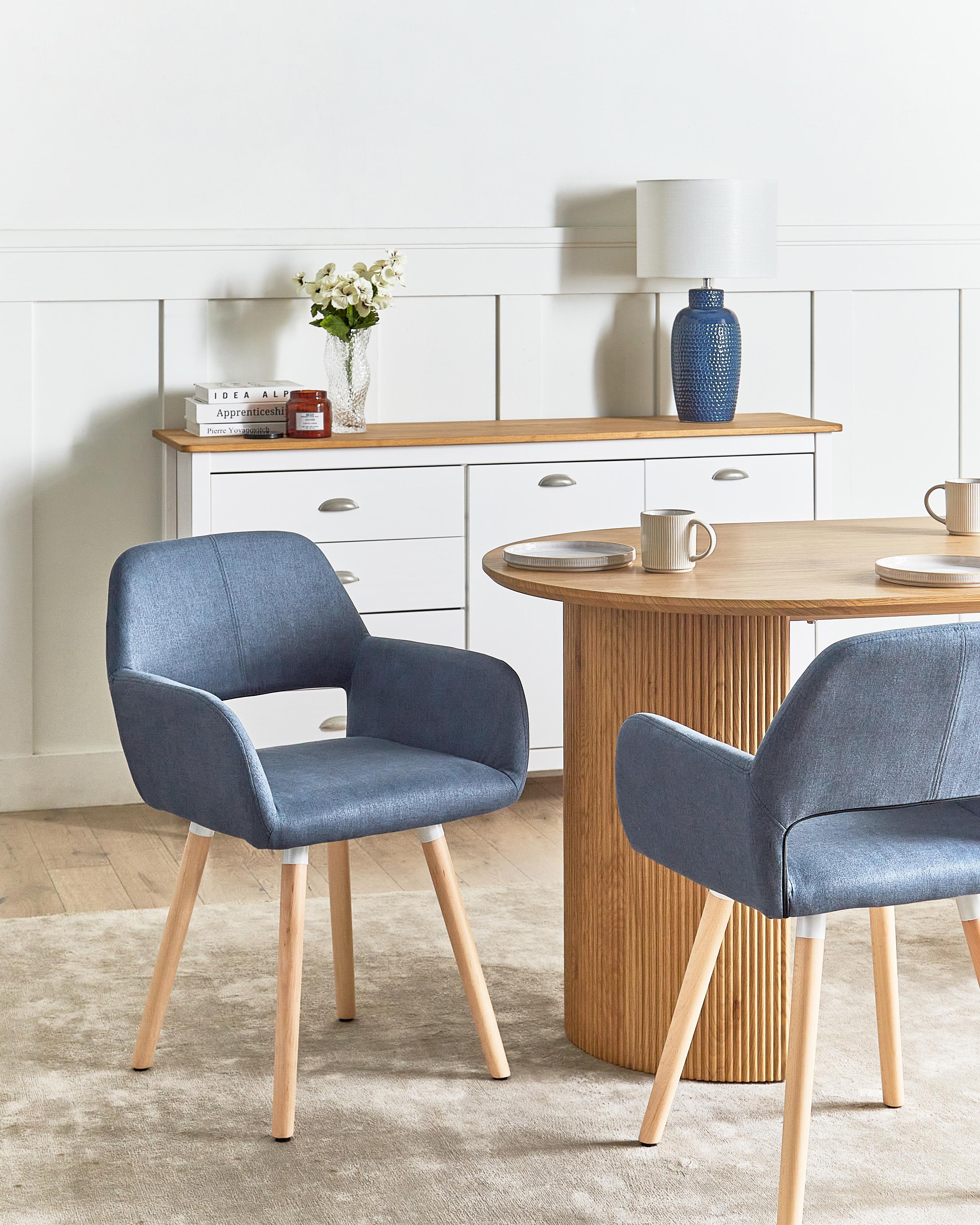 Set van 2 eetkamerstoelen CHICAGO Stof Marineblauw